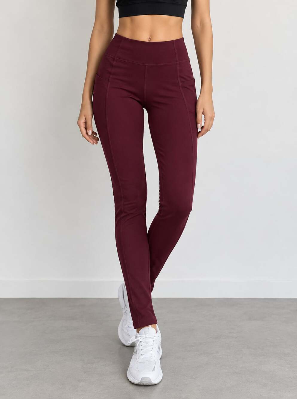 Fabletics PureLuxe Leggings Burgundy High Waisted Pockets